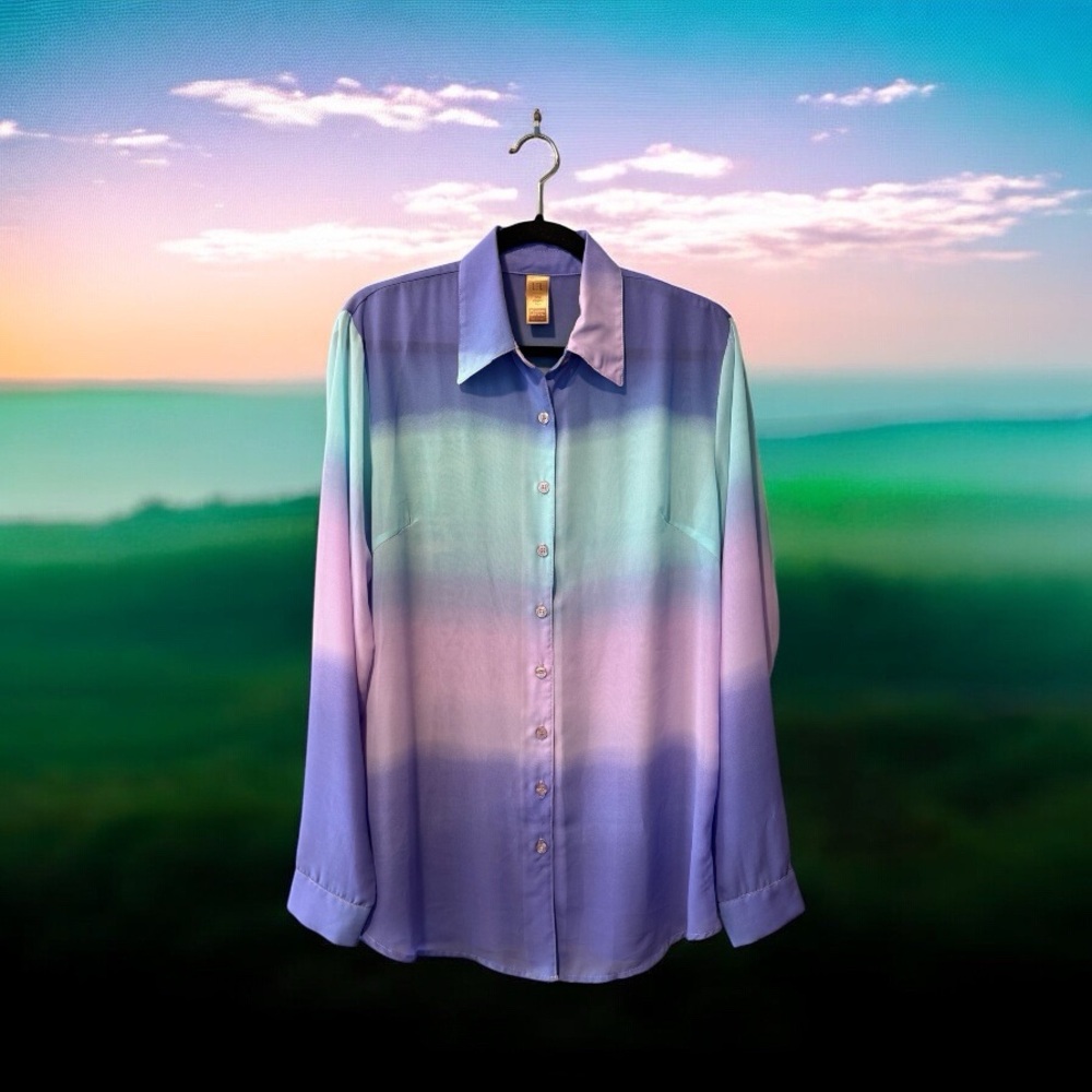 LEL Gradient Pastel Button-Up Shirt - Picture 5 of 16